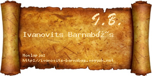 Ivanovits Barnabás névjegykártya